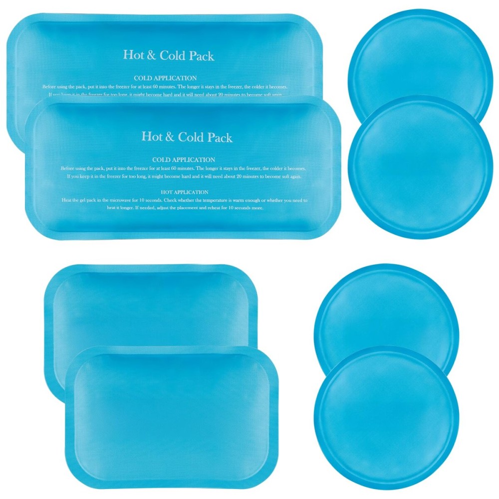 Gel Ice Packs for Injuries Reusable 8 Pack, FSA Eligible HSA, Hot and Cold Compress for Pain Relief, Small Ice Packs for Headaches, Wisdom Teeth, Fever, Breastfeeding, First Aid for Kids Adults