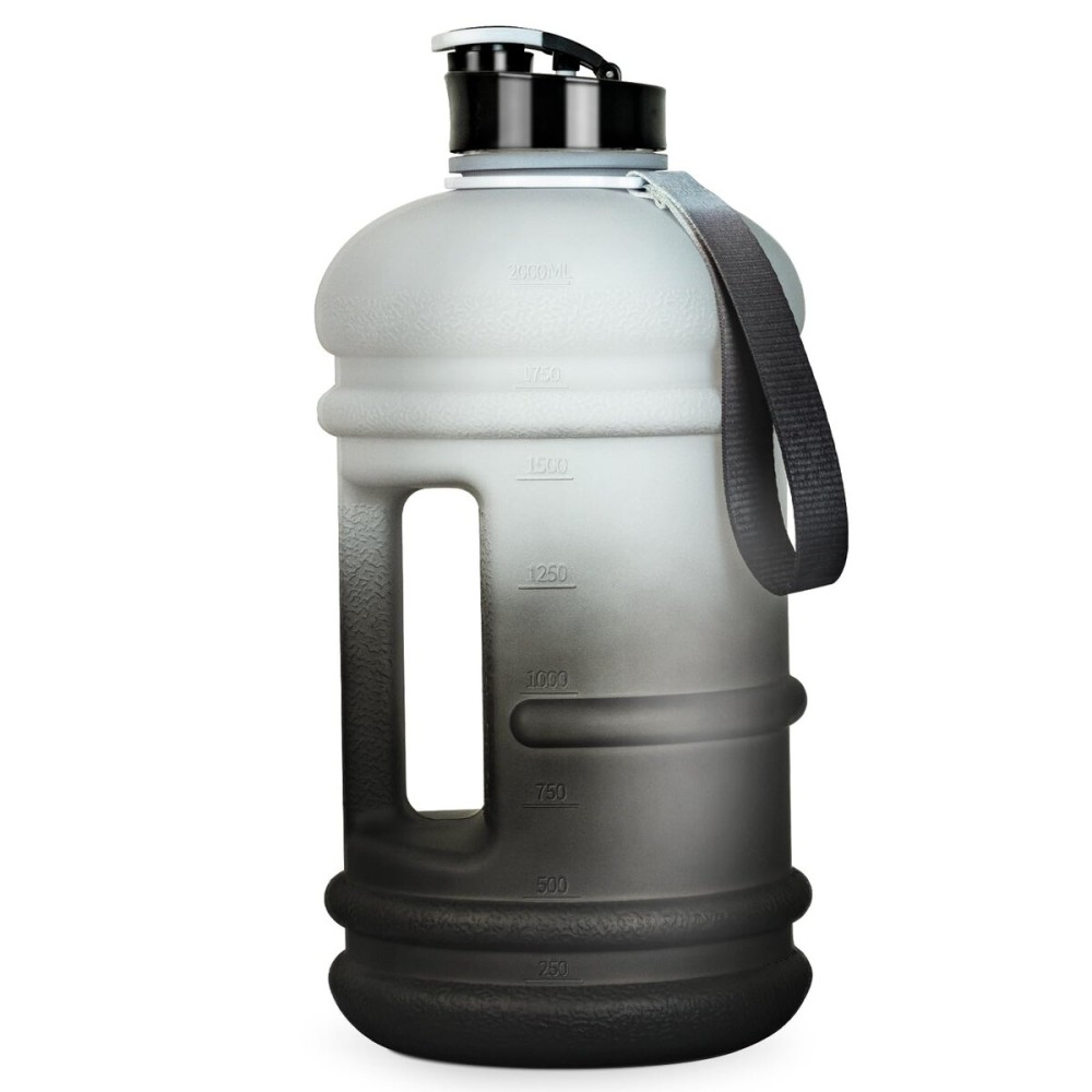 TOOFEEL 2 Liter Water Bottles - Half Gallon Water Bottle BPA Free - Ideal for Gym, Big Water Jug, Reusable Sports Bottle with Measurements Marked Drink Container - 2.2L 74oz White Black Water Jugs