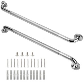 Rackickyer Shower Grab Bar, 2 Pack 32 Inch Bathroom Grab Bar, 1.25 Diameter 304 Stainless Steel Anti-Slip Grab Bars for Bathtubs and Showers, Handicap Shower Grab Bar for Seniors Elderly