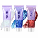 Go Ho Red White and Blue Body Glitter Set,4th of July Outfits for Women Reflective Glitter Makeup,Red White Bue Holographic Long Lasting Chunky Sequins Glitters,4th of July USA Accessories