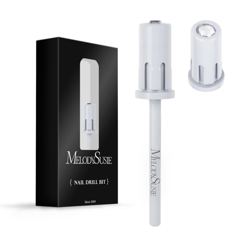 MelodySusie Crystal Top Mandrel Bit for Nails, 3/32\'\' Easy Off Nail Drill Bits for Sanding Bands, Suitable for Acrylic Nails Gel Manicures and Pedicures, White