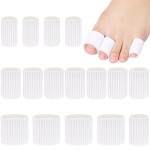 Blulu 16 Pcs Toe Cushion Tube Sleeves Soft Gel Corn Pad Protectors for Cushions Corns, Blisters, Calluses, Toes and Fingers(White)
