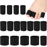 Blulu 16 Pcs Toe Cushion Tube Sleeves Soft Gel Corn Pad Protectors for Cushions Corns, Blisters, Calluses, Toes and Fingers(Black)