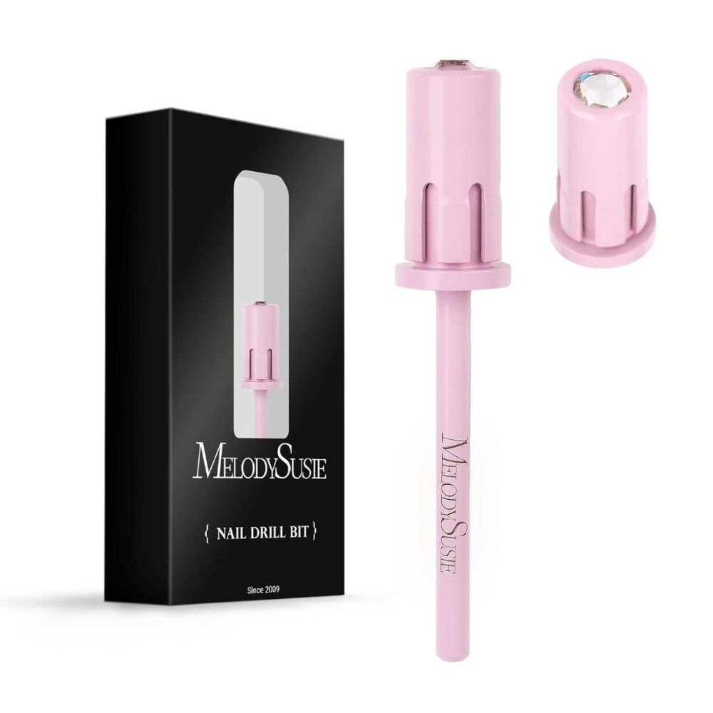MelodySusie Crystal Top Mandrel Bit for Nails, 3/32\'\' Easy Off Nail Drill Bits for Sanding Bands, Suitable for Acrylic Nails Gel Manicures and Pedicures, Rose PinK