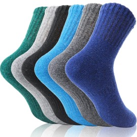 EBMORE Kids Merino Wool Hiking Socks Boys Toddlers Girls Winter Thermal Thick Warm Boot Cushion Ski Snow Gift Socks Stocking Stuffers 6 Pairs(Assorted,1-3T)