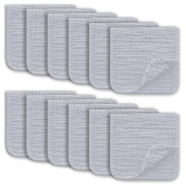 Ease Cubs Muslin Burp Cloths Large 100% Cotton Hand Washcloths for Boys & Girls, Baby Essentials Extra Absorbent and Soft Burping Rags for Newborn Registry (Slate, 12-Pack, 20 X10)