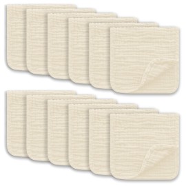 Ease Cubs Muslin Burp Cloths Large 100% Cotton Hand Washcloths for Boys & Girls, Baby Essentials Extra Absorbent and Soft Burping Rags for Newborn Registry (Ivory, 12-Pack, 20 X10)