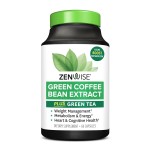 Zenwise Health EGCG Green Tea Extract Capsules with Coffee Bean Extract - 50% EGCG + 98% Polyphenols Supplement - Green Tea Pills for Skin and Heart Support + Brain Health and Memory Boost - 60 Count
