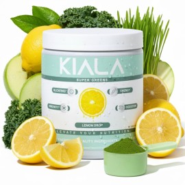 Kiala Nutrition Super Greens, Organic Greens Powder with Spirulina & Chlorella for Digestion, Gut Health, Immunity, Energy, Gluten Free, Vegan, Sugar Free, Spectra Blend, Lemon Drop, 30 Servings