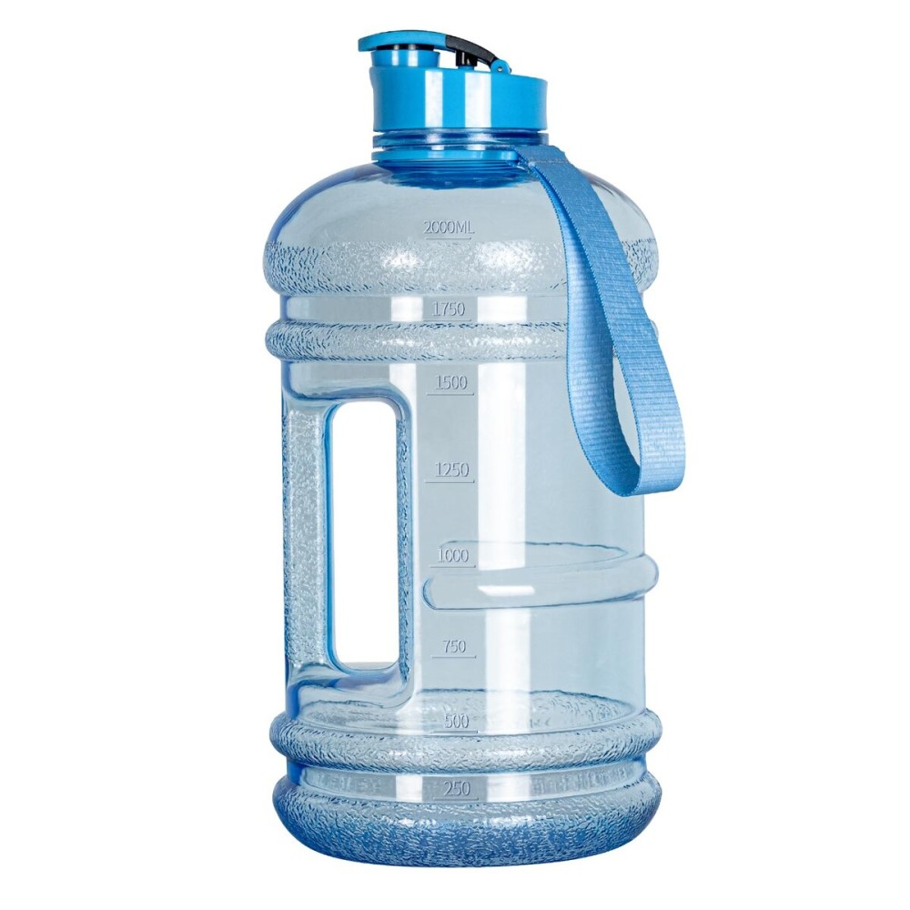 TOOFEEL 2.2 Liters Gym Big Sports Water Bottles for Men - Reusable BPA Free Plastic Clear Water Jug - Unique Water Bottles, Comfurtable to Touch and Easy to Clearn - Transparent Light Blue