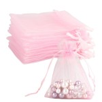 BOEIAC Organza Bags - Pink Sheer Organza Gift Bags, 50 Pcs, 3 x 4 Inch, Jewelry & Party Favor Bags with Drawstring, Mesh Candy Bags for Wedding & Christmas