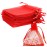 Red Organza Bags - 50 Pcs, Sheer 3 x 4 Inch, Jewelry & Party Favor Bags with Drawstring, Small Mesh Gift Pouches for Wedding & Christmas