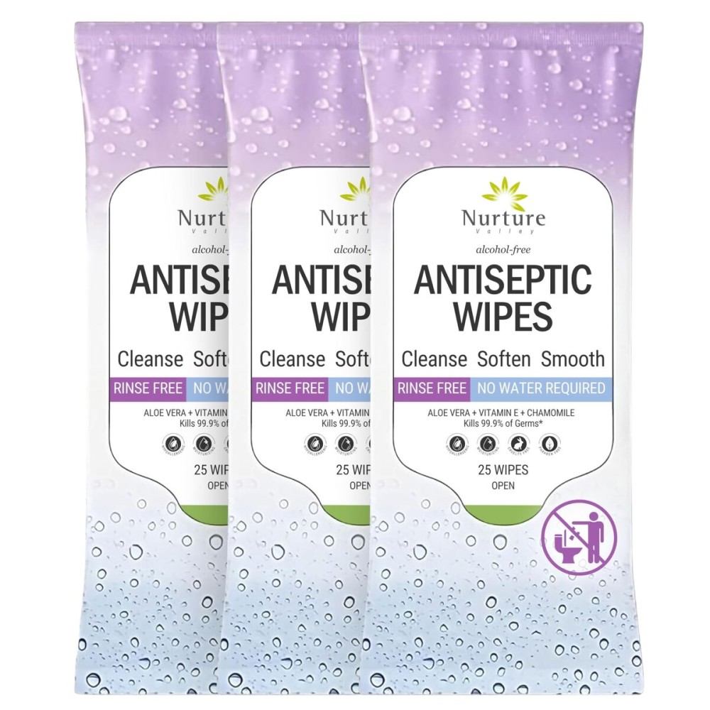 Nurture XL Antibacterial Body & Hand Wipes | Alcohol-Free Antiseptic Wet Sanitizer Towelettes for Germ Removal, Disinfecting Skin, Sanitizing Hands |Cleaning Cloths | Adults & Baby | Thick & Strong