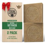Viking Revolution Vetiver Natural Soap for Men - Mens Soap Bar with Essential Oils Cold Pressed Bar Soap for Men - Nourishing Mens Bar Soap with Coconut Oil, Shea Oil, Almond Oil (2 Pack)