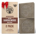 Viking Revolution Sandalwood Natural Soap for Men - Mens Soap Bar with Essential Oils Cold Pressed Bar Soap for Men - Nourishing Mens Bar Soap with Coconut Oil, Shea Oil, Almond Oil (2 Pack)