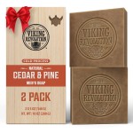 Viking Revolution Cedarwood and Pine Natural Soap for Men - Mens Soap Bar with Essential Oils Cold Pressed Bar Soap for Men - Nourishing Mens Bar Soap with Coconut Oil, Shea Oil, Almond Oil (2 Pack)