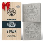 Viking Revolution Peppermint Natural Soap for Men - Eucalyptus Mens Soap Bar with Essential Oils Cold Pressed Bar Soap for Men - Nourishing Mens Bar Soap with Coconut Oil, Shea Oil, Almond Oil(2 Pack)