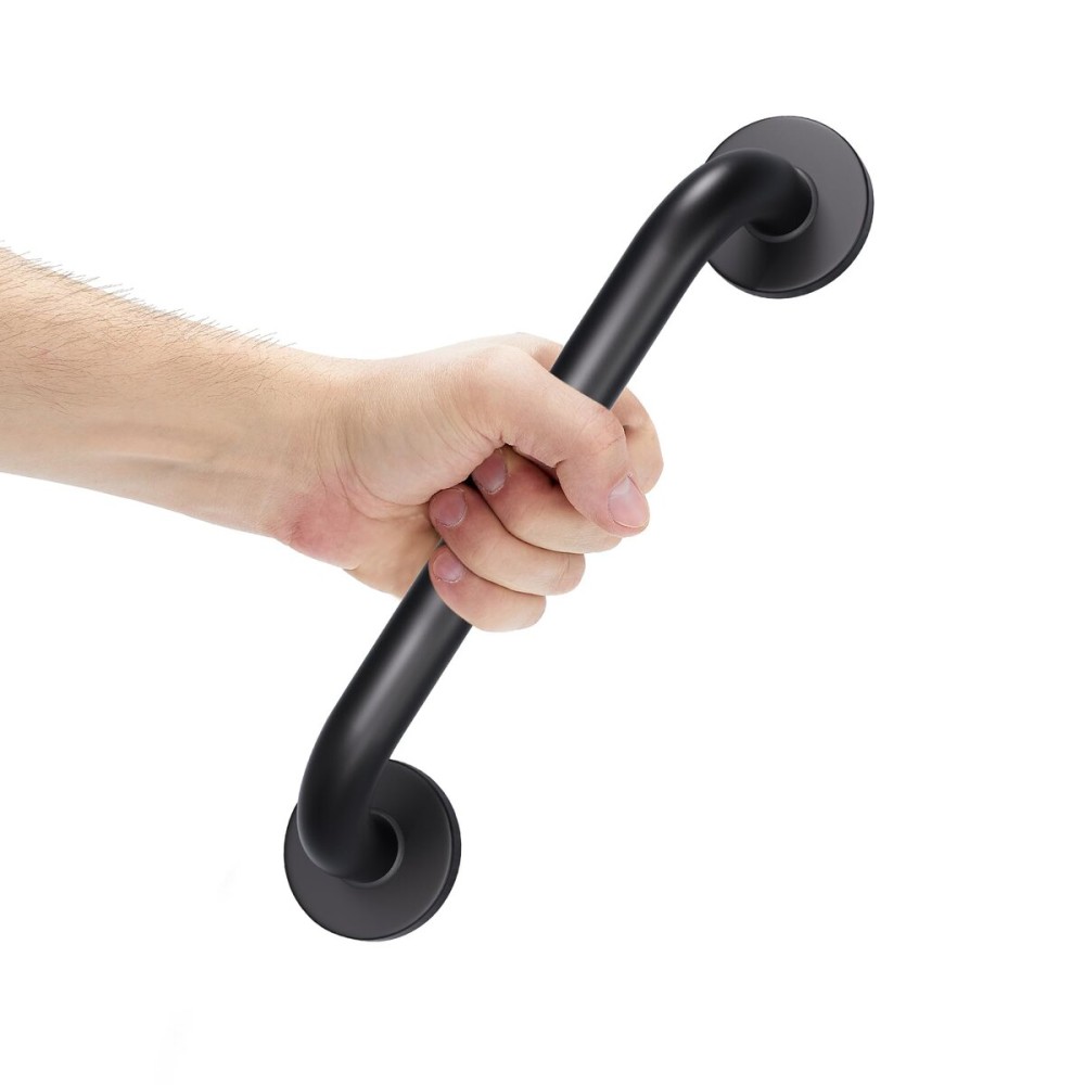 AmazerBath Shower Grab Bars for Seniors Anti Slip, Bath Safety Grab Bar for Needy, Stainless Steel Bathroom Safety Grab Bars, Thickened Bar Bigger Base Holds 500LBS, 12 L x 1 D, Black