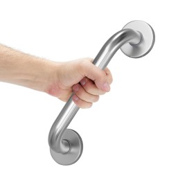 AmazerBath Shower Grab Bars for Seniors Anti Slip, Bath Safety Grab Bar for Needy, Stainless Steel Bathroom Safety Grab Bars, Thickened Bar Bigger Base Holds 500LBS, 12 L x 1.25 D, Brushed Nickel