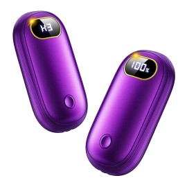 Electric Hand Warmers Rechargeable Power Bank with LED Display, 17Hrs Warmth, 4 Levels Dual-Side Fast Heating Portable Pocket Heater 2 Pack for Hunting, Camping, Golf, Outdoor, Gifts for Women/Men