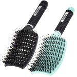 TaiBest Boar Bristle Hair Brush Set - Dry/Wet Hair Brush Detangler for Fine, Thick, Curly Hair - Curved and Vented Hair Brush for Women, Men or Kids