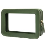 LETGO Clear Makeup Bags, TSA Approved Toiletry Bag with Zipper, Clear Makeup Organizer Fit Carry-on Travel Essentials,Clear Cosmetic Bags for Women Men (O-Green)