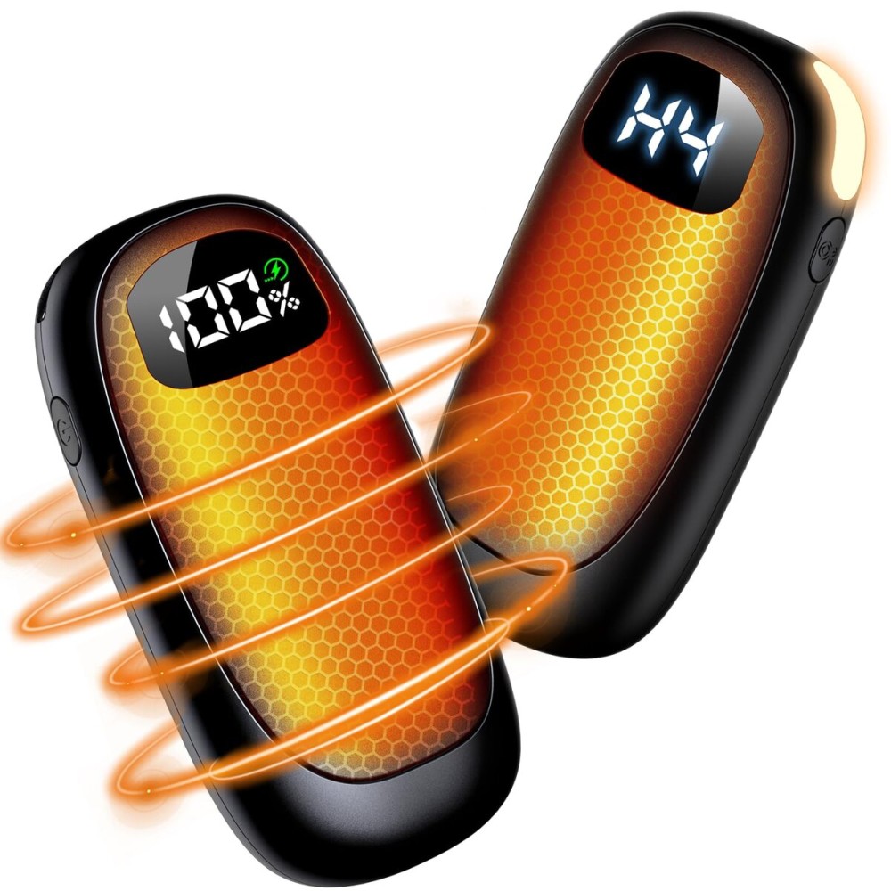 Hand Warmers Rechargeable-Electric Hand Warmers, Max 16 Hrs Warmth Up to 127, LED Display & Flashlight, Dual-Side Heating Portable Heater, Hunting Camping Essentials, Gifts for Men Women Raynauds