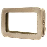 LETGO Clear Makeup Bags, TSA Approved Toiletry Bag with Zipper, Clear Makeup Organizer Fit Carry-on Travel Essentials,Clear Cosmetic Bags for Women Men (O-Gold)