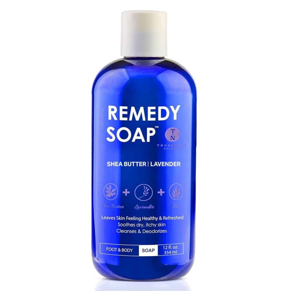 Truremedy Naturals Lavender Shea Butter Body Wash for Women - Aloe Lavender Body Wash with Shea Butter - Soothing Soap for Dry Skin - Hydrating Natural with Essential Oils - 12oz