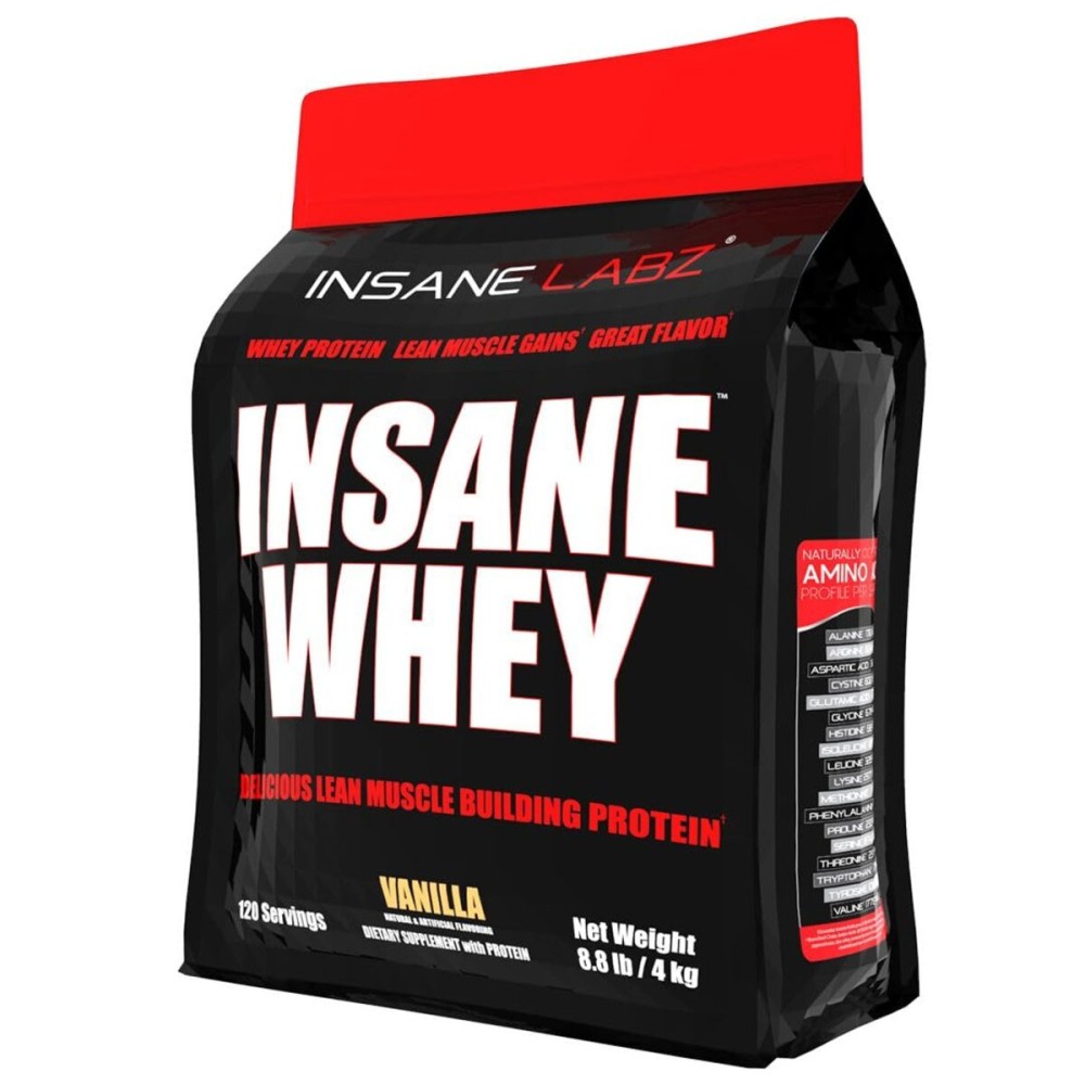 Insane Labz Insane Whey,100% Muscle Building Whey Protein, BCAA Amino Profile, Mass Gainer, Meal Replacement (Vanilla, 120 Servings)