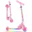 BELEEV Scooters for Kids with Light-Up Wheels & Stem & Deck, 2 Wheel Folding Scooter for Girls Boys, 3 Adjustable Height, Non-Slip Pattern Deck, Kick Scooter for Children Ages 3-12(Light Pink)