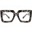 AIEYEZO Oversized Square Blue Light Glasses for Women Cute Big Frame Glasses Fashion Clear Multi-Color Computer Eyewear (White Leopard)