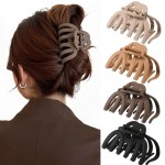 4 Pcs Octopus Claw Clips Octopus Hair Claw Clips for Women 3.8 Large Hair Claw Clip for Women Strong Grip Non-slip Jaw Clip for Thick,natural color