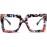 AIEYEZO Oversized Square Blue Light Glasses for Women Cute Big Frame Glasses Fashion Clear Multi-Color Computer Eyewear (Flower)