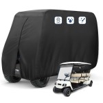 FLYMEI Golf Cart Covers 6 Passenger, Waterproof Winter Outdoor Golf Cart Cover for EZ GO Club Car and Yamaha, Dustproof and Windproof, 138\'\' L x 48\'\' W x 66\'\' H, Black