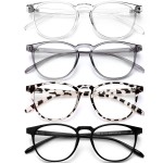 BOSSWIN Blue Light Blocking Glasses for women/men - 4Pack Computer Reading/Gaming/TV/Phones Glasses Anti UV Glare Eyestrain