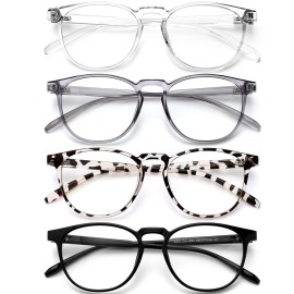 BOSSWIN Blue Light Blocking Glasses for women/men - 4Pack Computer Reading/Gaming/TV/Phones Glasses Anti UV Glare Eyestrain