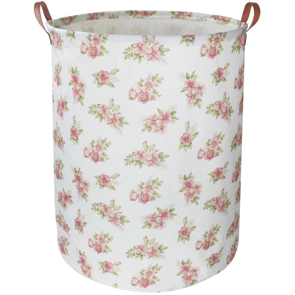 NTAOHAMPER Pink Flower Laundry Hamper, laundry Basket, Nursery Hamper,Waterproof Storage Bin for Bedroom,Clothes Organizer Basket, Room Decor(Pink Flower)