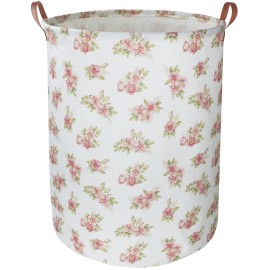 NTAOHAMPER Pink Flower Laundry Hamper, laundry Basket, Nursery Hamper,Waterproof Storage Bin for Bedroom,Clothes Organizer Basket, Room Decor(Pink Flower)