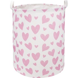 NTAOHAMPER Pink Heart Laundry Hamper, Laundry Basket, Girls Nursery Hamper,Waterproof Storage Bin for Bedroom,Clothes Organizer Basket, Room Decor(Pink Heart)