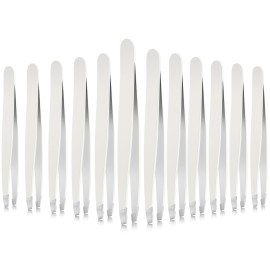 Mudder 12 Pcs Eyebrow Tweezers Set for Facial Hair Stainless Steel Slanted Tip Tweezers in Bulk for Men and Women (White)