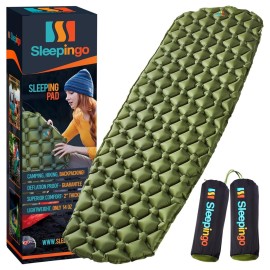 Sleepingo Light Weight Sleeping Mat for Camping - Ultralight Backpacking Sleeping Pad - Inflatable, Compact Sleep Pad for Hiking and Travel - Portable Backpacker Sleep Mat - Pack of 2-73.5 x 21.5