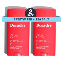Duradry Clinical-Strength Antiperspirant Deodorant for Women and Men - Clean Formula with Natural Ingredients for Odor and Excessive Sweat Protection - Barca (SweetWater + Sea Salt) - pack of 2