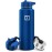 IRON FLASK Camping & Hiking Hydration Flask with Straw, Wide Mouth Insulated Stainless Steel Sports Water Bottle - 40 oz Cobalt