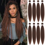 Alrence Pre Stretched Braiding Hair Long Braid 30 Inch 8 Packs Professional Braiding Hair Extensions Synthetic Crochet Twist Braids (30 Inch, 30)