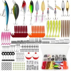 GOANDO 404pcs Fishing Accessories Kit,Fishing Lures for Bass Trout Salmon,Fishing Tackle Box with Tackle Included for Freshwater and Saltwater,Fishing Gear and Equipment