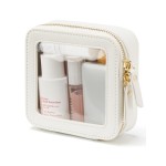 Small Cosmetic Bag for Purse Mini Makeup Bag for School Cute Clear Make Up Pouch for Travel Tiny Leather White Make Up Organizer Case for Backpack Toiletry Bag Waterproof Square Pouch with Zipper