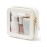 Small Cosmetic Bag for Purse Mini Makeup Bag for School Cute Clear Make Up Pouch for Travel Tiny Leather White Make Up Organizer Case for Backpack Toiletry Bag Waterproof Square Pouch with Zipper