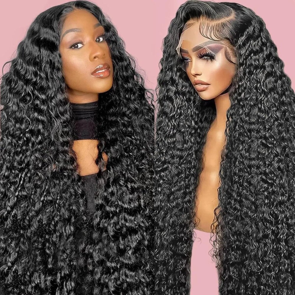 ULRICA Deep Wave Lace Front Wigs Human Hair Wigs for Black Women 13x4 HD Lace Front Wigs Pre Plucked Water Wave Lace Front Wigs Human Hair 13x4 Lace Front Wigs 22 Inch 180% Density