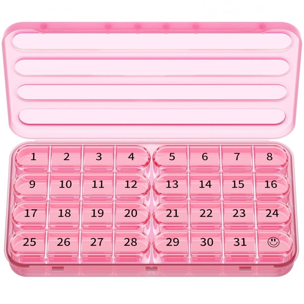 Zoksi Monthly Pill Organizer 1 Time a Day, 30 Day Pill Box Organizer Once a Day, One Month Large Pill Case for Travel, 31 Day Daily Medcine Container for Vitamins, Supplement & Medication (Pink)